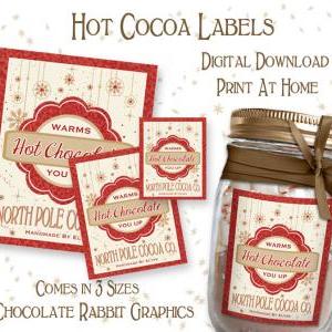 Printable Hot Cocoa Chocolate Labels Digital Download Vintage Style