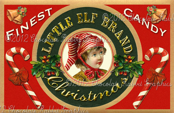Christmas Vintage Tag Printable Label Little Elf Digital 