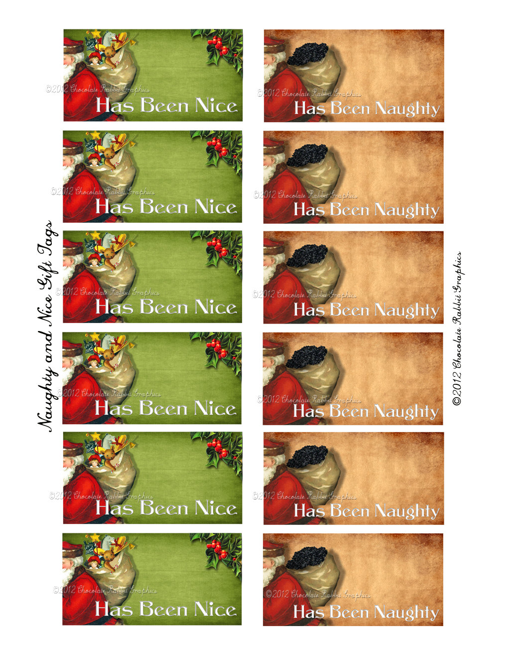 Christmas Gift Tags Vintage Style Printable Digital Download Collage ...